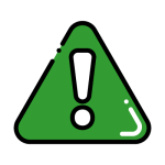 Biały wykrzyknik wpisany w zielony trójkąt